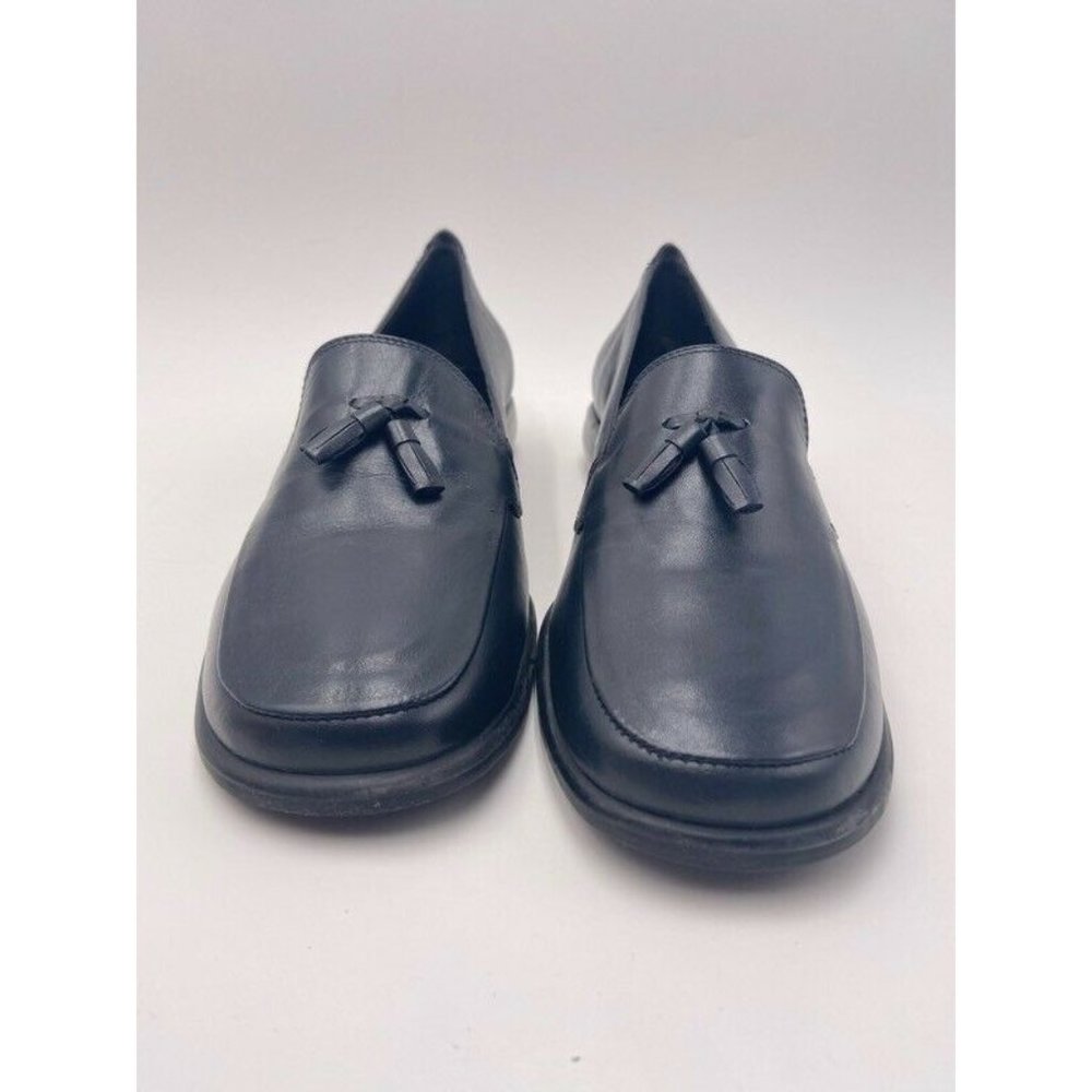 Maryland Square Loafer Shoes Tassels Black Leather